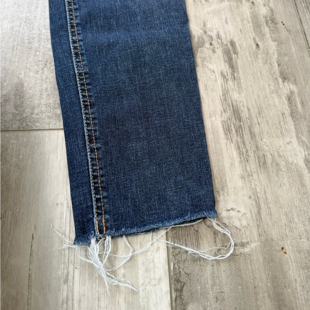 Lucky Brand Bridgette Mid Rise Skinny Jeans Raw Hem Blue Denim 0/25 Ankle - Picture 7 of 9